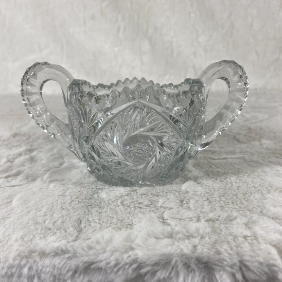Antique American Cut Glass Sugar Bowl with Handles - Picture 2 of 10